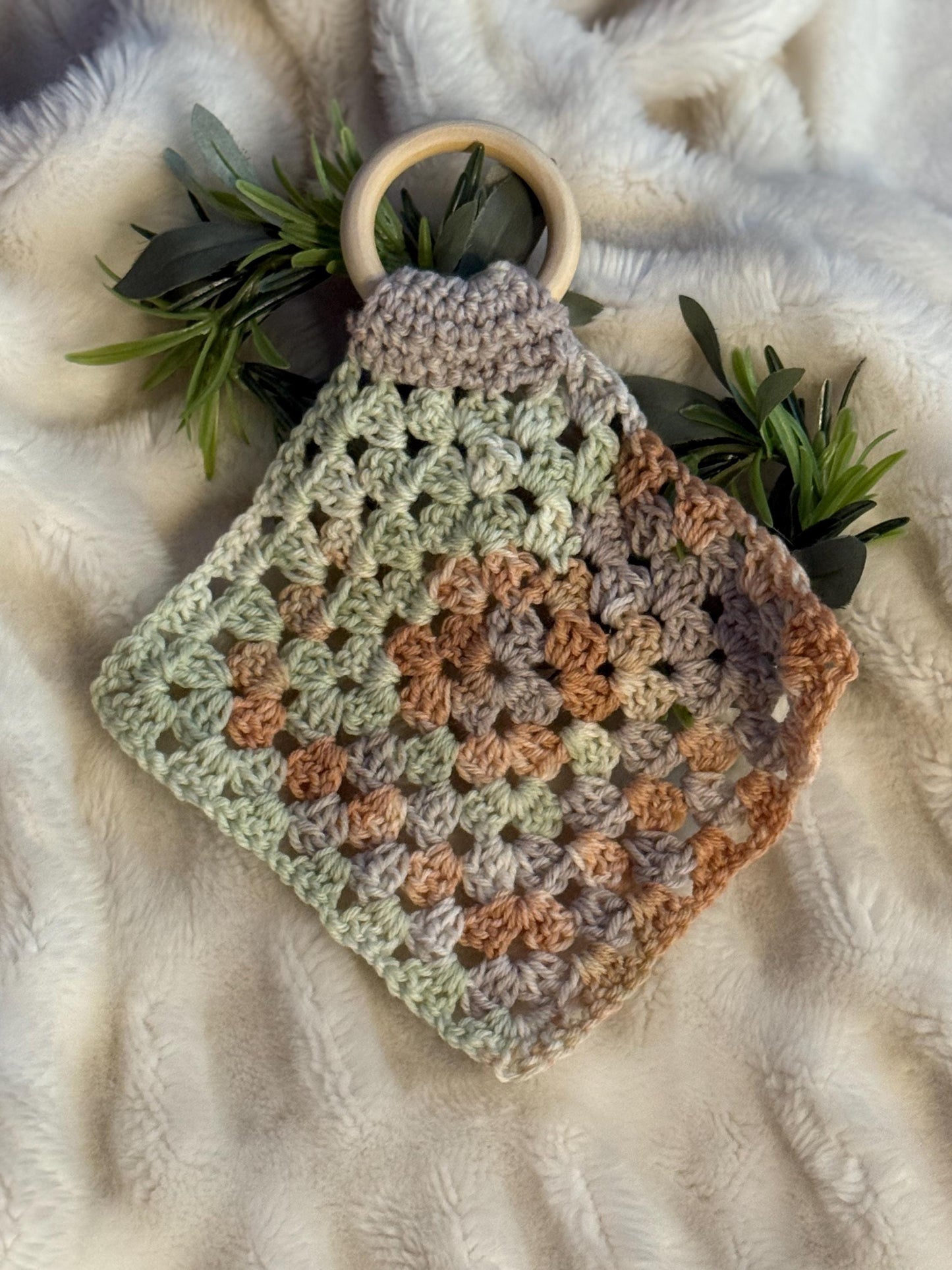 Teething Ring Lovey | Baby Shower Gift | Crochet Gift | Handmade Gift | Lovey | Stuffey | Plushy