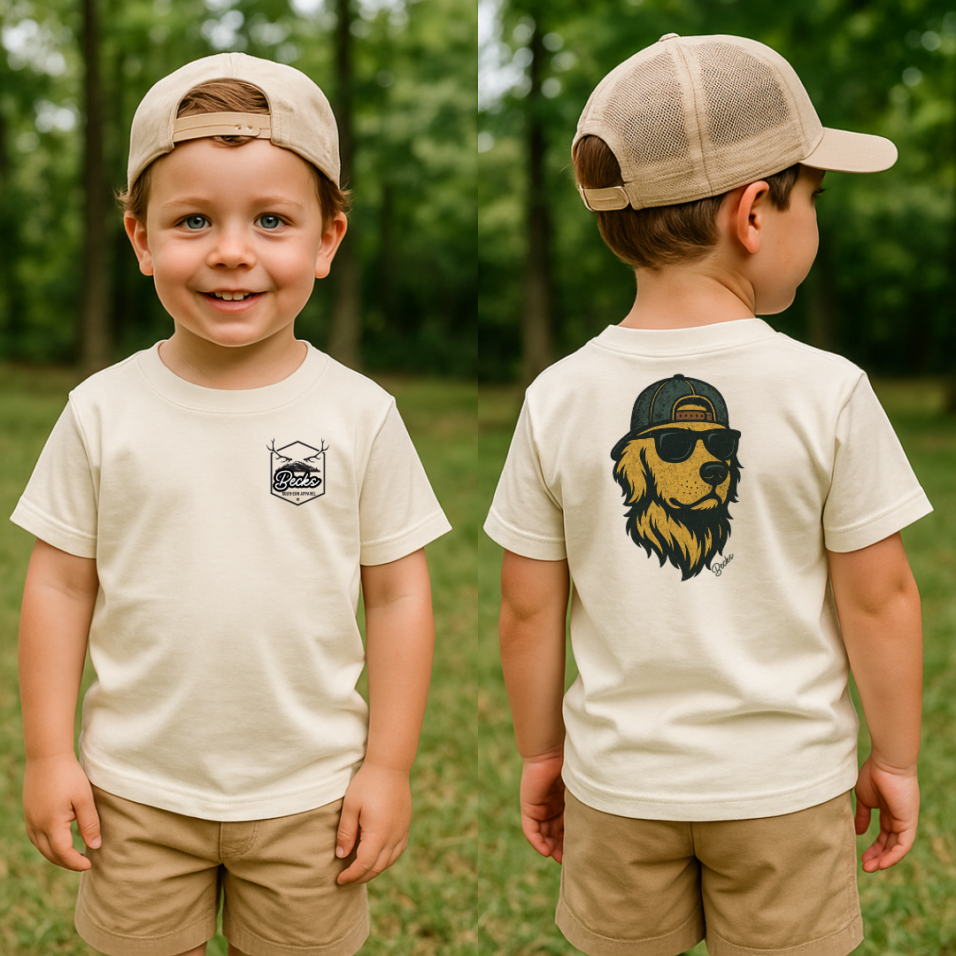 🐾 Cool Pup Kids Tee – Golden Retriever with Shades