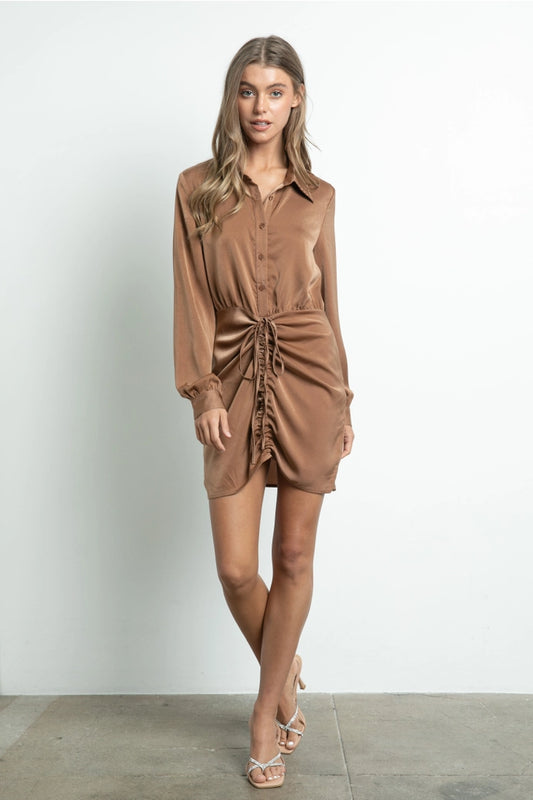 Ruched One-Piece Shirt Dress