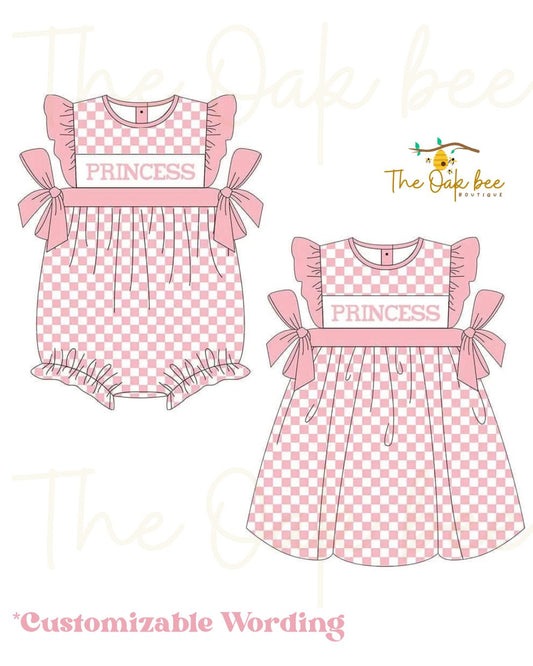 Pink Gingham Princess Collection – Customizable Smocked Bubble & Dress 🎀👑