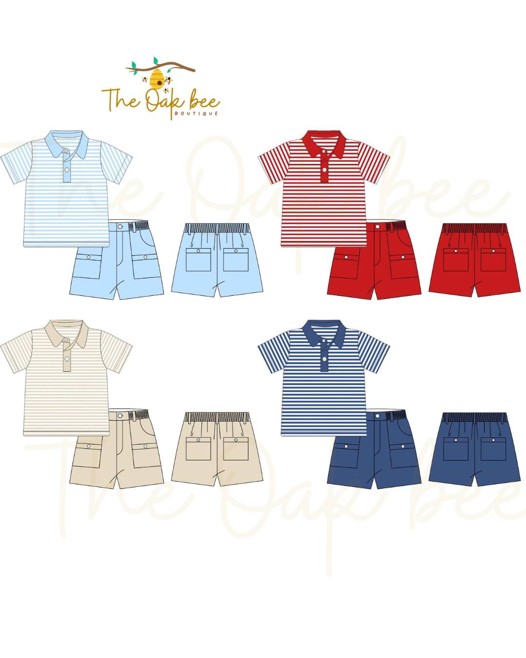 Classic Boys Striped Polo Short Set Collection 👕🩳