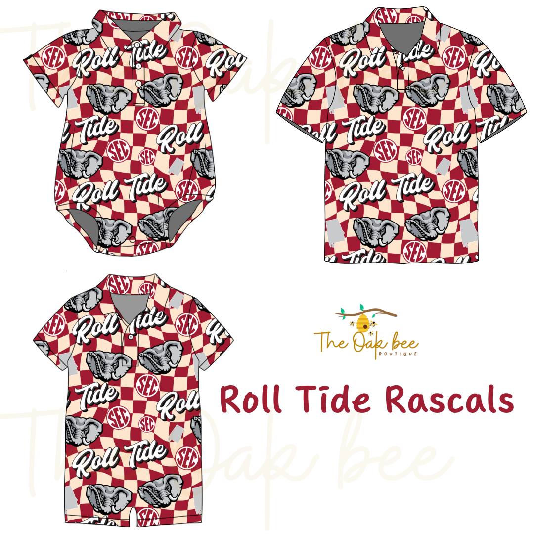 🐘 Mini Bama Crew – Kids Game Day Polo, Bubble & Romper
