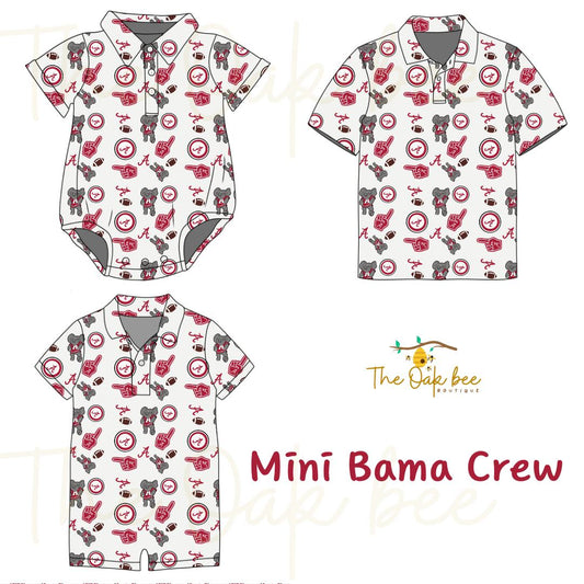 🐘 Mini Bama Crew – Kids Game Day Polo, Bubble & Romper