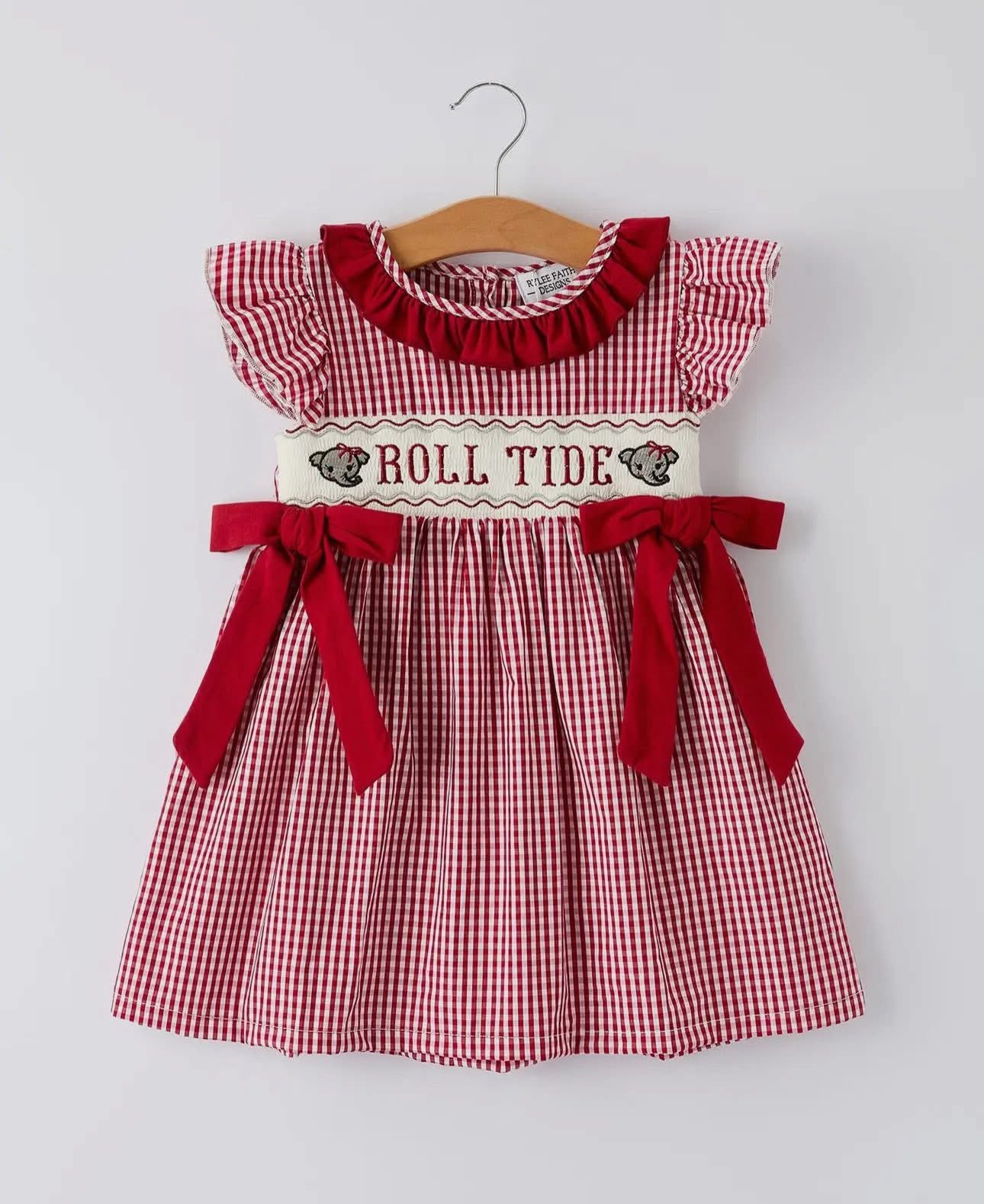 🐘 Roll Tide Smocked Gingham Dress