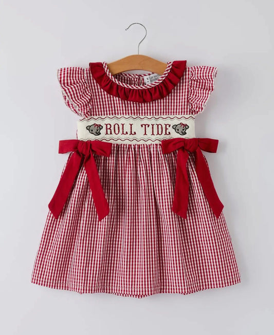 🐘 Roll Tide Smocked Gingham Dress