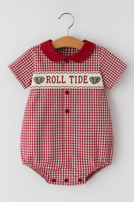 🐘 Roll Tide Smocked Gingham Bubble