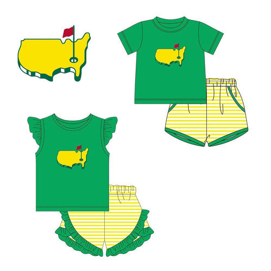⛳ Masters Kids Set – Golf Tee & Shorts Outfit