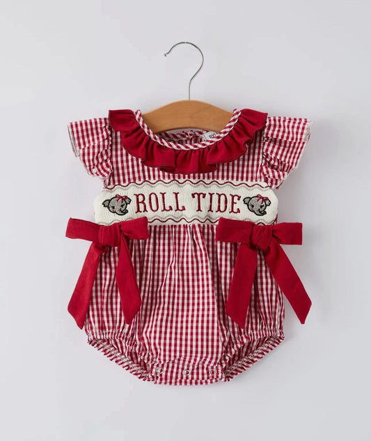 🐘 Roll Tide Smocked Gingham Bubble