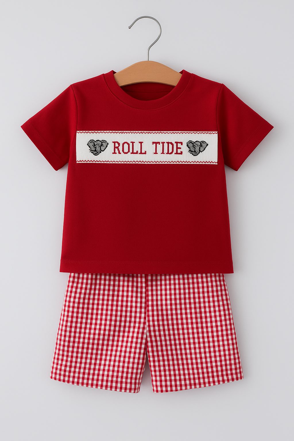 🐘 Roll Tide Smocked Gingham Short Set