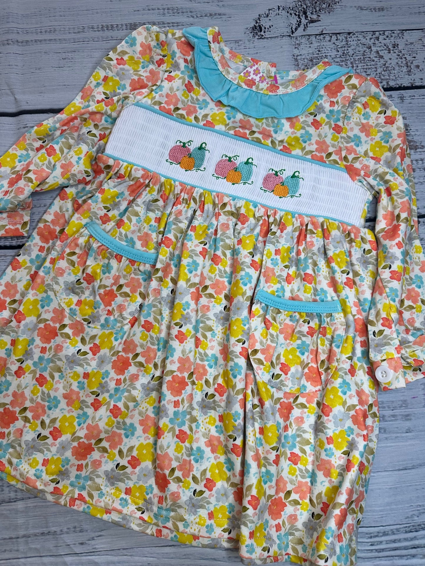 Colorful Smocked Pumpkin Dress