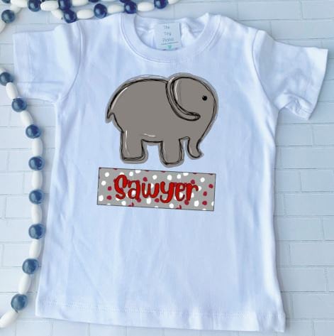 Sketch Elephant, Big AL, Alabama Football, Roll Tide/Sibling/Monogram/Ruffle/Baby/Kid/Toddler/Children/Shirt/Onesie/Bubble/Gown/Romper