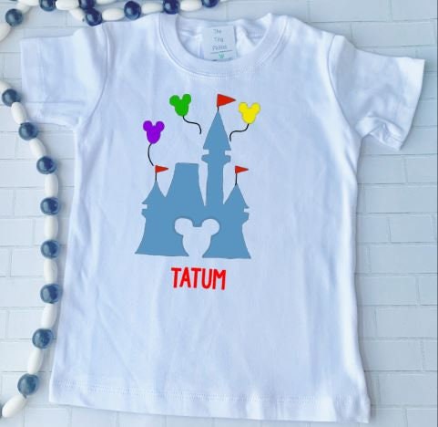 Disney Castle, Disney, Mickey Mouse, Mickey Ear,Vacation/Sibling/Monogram/Ruffle/Baby/Kid/Toddler/Children/Shirt/Onesie/Bubble/Gown/Romper