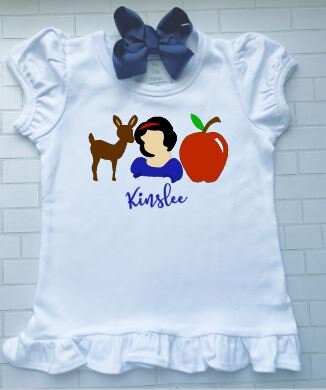 Snow White Trio, Deer, Apple, Dwarfs,Princess Trio/Sibling/Monogram/Ruffle/Baby/Kid/Toddler/Children/Shirt/Onesie/Bubble/Gown/Romper