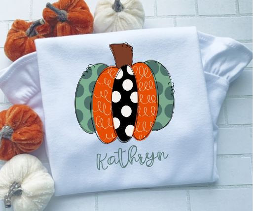 Pumpkin Shirt/ Fall outfit/ Polka Dots/Sibling/Monogram/Ruffle/Baby/Kid/Toddler/Children/Shirt/Onesie/Bubble/Gown/Romper