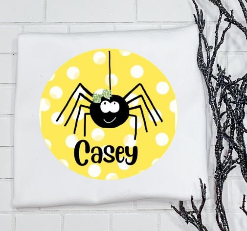 Spider, Spider with Bow, Halloween Tee/Sibling/Monogram/Ruffle/Baby/Kid/Toddler/Children/Shirt/Onesie/Bubble/Gown/Romper