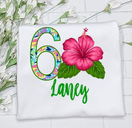 Luau Birthday Shirt/ Girl Hawaiian Birthday Shirt/Sibling/Monogram/Ruffle/Baby/Kid/Toddler/Children/Shirt/Onesie/Bubble/Gown/Romper