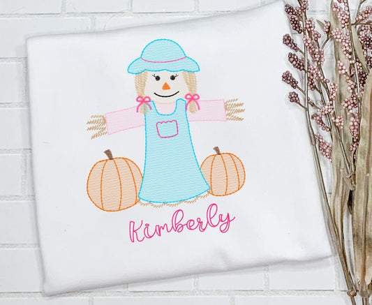 Sketch Scarecrow outfit/ Fall Festival Shirt/ Fall Girl/Sibling/Monogram/Ruffle/Baby/Kid/Toddler/Children/Shirt/Onesie/Bubble/Gown/Romper