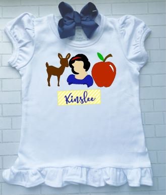 Snow White Trio, Deer, Apple, Dwarfs,Princess Trio/Sibling/Monogram/Ruffle/Baby/Kid/Toddler/Children/Shirt/Onesie/Bubble/Gown/Romper