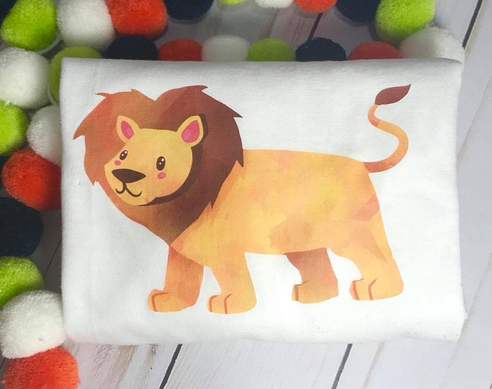 Watercolor Safari Lion, Zoo Lion, /Sibling/Monogram/Ruffle/Baby/Kid/Toddler/Children/Shirt/Onesie/Bubble/Gown/Romper