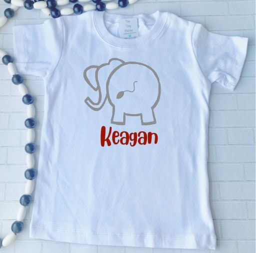 Sketch Elephant, Big AL, Zoo Safari,Alabama Football/Sibling/Monogram/Ruffle/Baby/Kid/Toddler/Children/Shirt/Onesie/Bubble/Gown/Romper