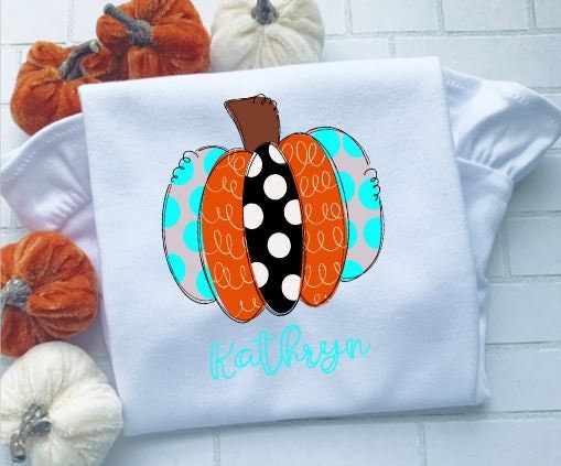 Pumpkin, Fall outfit, Girl Pumpkin, polka dots/Sibling/Monogram/Ruffle/Baby/Kid/Toddler/Children/Shirt/Onesie/Bubble/Gown/Romper