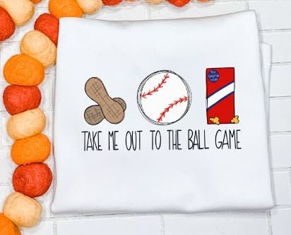 Baseball Trio, Ball Game, Peanuts and Cracker Jacks/Sibling/Monogram/Ruffle/Baby/Kid/Toddler/Children/Shirt/Onesie/Bubble/Gown/Romper