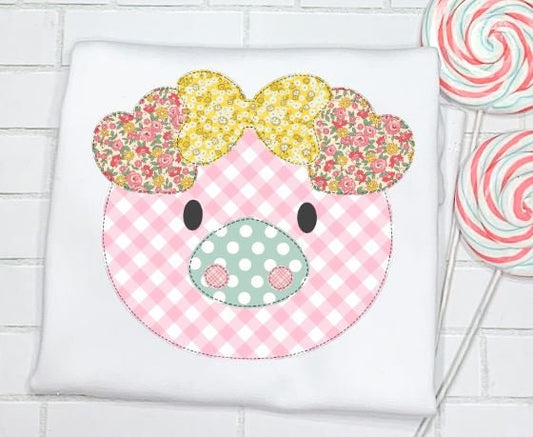 Pig, Girl, Farm Animal Tee, Patterns, Oink/Sibling/Monogram/Ruffle/Baby/Kid/Toddler/Children/Shirt/Onesie/Bubble/Gown/Romper