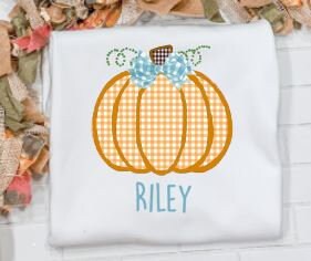 Gingham Pumpkin Outfit/ Girl Fall Outfit/ Fall Festival/Sibling/Monogram/Ruffle/Baby/Kid/Toddler/Children/Shirt/Onesie/Bubble/Gown/Romper