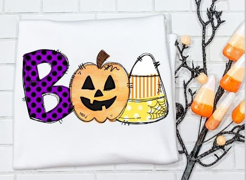 Boo Halloween Shirt/ Pumpkin/ Candy Corn/ Spider/Sibling/Monogram/Ruffle/Baby/Kid/Toddler/Children/Shirt/Onesie/Bubble/Gown/Romper