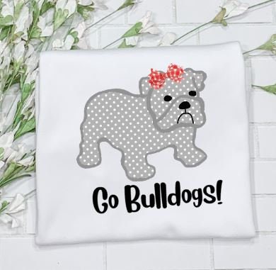 Bulldog Mascot Shirt/ Go Bulldogs/dawgs/Georgia Team/Sibling/Monogram/Ruffle/Baby/Kid/Toddler/Children/Shirt/Onesie/Bubble/Gown/Romper