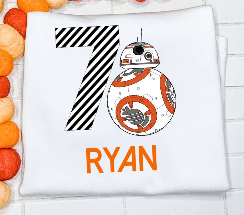 Star Wars Birthday Shirt/BB-8 Birthday/Sibling/Monogram/Ruffle/Baby/Kid/Toddler/Children/Shirt/Onesie/Bubble/Gown/Romper