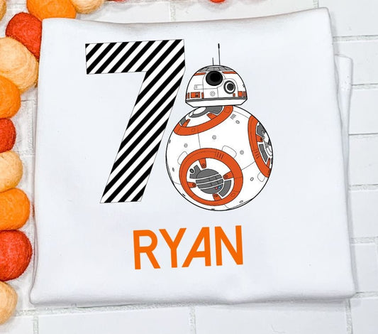 Star Wars Birthday Shirt/BB-8 Birthday/Sibling/Monogram/Ruffle/Baby/Kid/Toddler/Children/Shirt/Onesie/Bubble/Gown/Romper