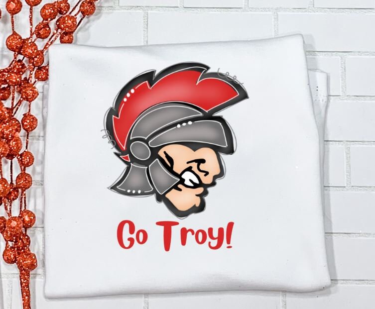 Trogans Shirt/Troy University/Mascot/go Troy Tee/Sibling/Monogram/Ruffle/Baby/Kid/Toddler/Children/Shirt/Onesie/Bubble/Gown/Romper