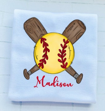 Softball Shirt/Gingham Bow/ Softball and bats/monogram/Sibling/Ruffle/Baby/Kid/Toddler/Children/Shirt/Onesie/Bubble/Gown/Romper