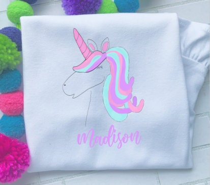 Unicorn Shirt/Watercolor Unicorn/Sibling/Monogram/Ruffle/Baby/Kid/Toddler/Children/Shirt/Onesie/Bubble/Gown/Romper