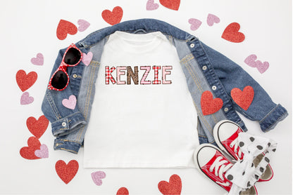 Valentine’s Day outfit/Personalized Name/ smiley face/ sibling/Monogram/Ruffle/Baby/Kid/Toddler/Children/Shirt/Onesie/Bubble/Gown/Romper