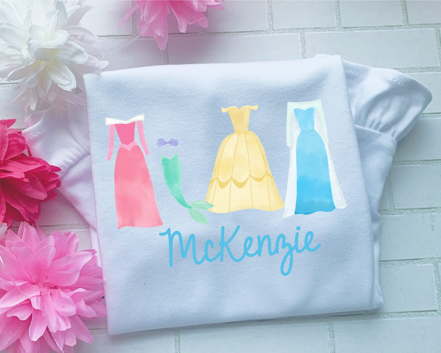 Princess Trio, , Frozen,elsa,Cinderella,brave,ariel/Sibling/Monogram/Ruffle/Baby/Kid/Toddler/Children/Shirt/Onesie/Bubble/Gown/Romper