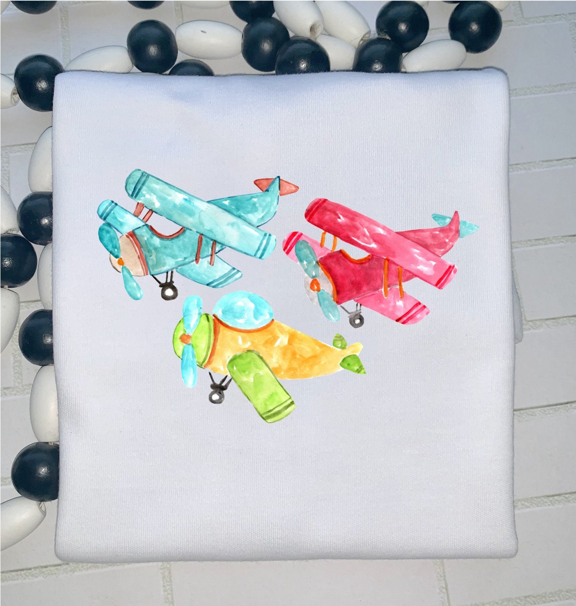 Watercolor Aiplane Trio/ Everyday boys tee/ Airplanes /Sibling/Monogram/Ruffle/Baby/Kid/Toddler/Children/Shirt/Onesie/Bubble/Gown/Romper