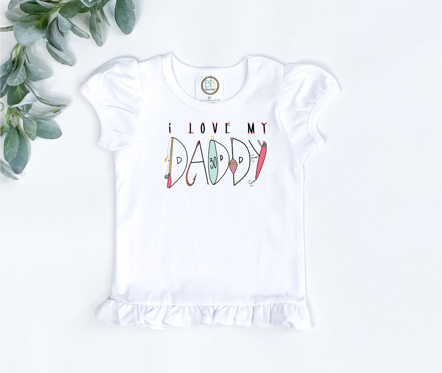 I love Daddy Tee/ Fishing Lure/ Daddy Fishing Buddy /Sibling/Monogram/Ruffle/Baby/Kid/Toddler/Children/Shirt/Onesie/Bubble/Gown/Romper