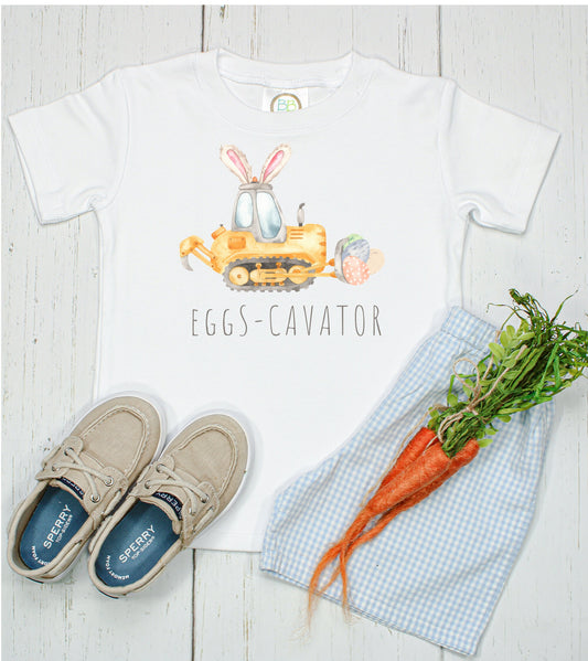 Eggs-cavtor/Boy Easter Shirt/EASTER/bunny/chick/egg/Sibling/Monogram/Ruffle/Baby/Kid/Toddler/Children/Shirt/Onesie/Bubble/Gown/Romper