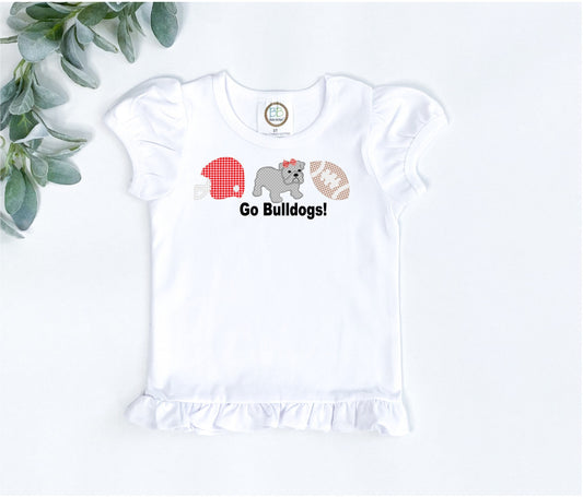 Georgia Football Trio, Bulldogs Shirt, go Bulldogs/Sibling/Monogram/Ruffle/Baby/Kid/Toddler/Children/Shirt/Onesie/Bubble/Gown/Romper