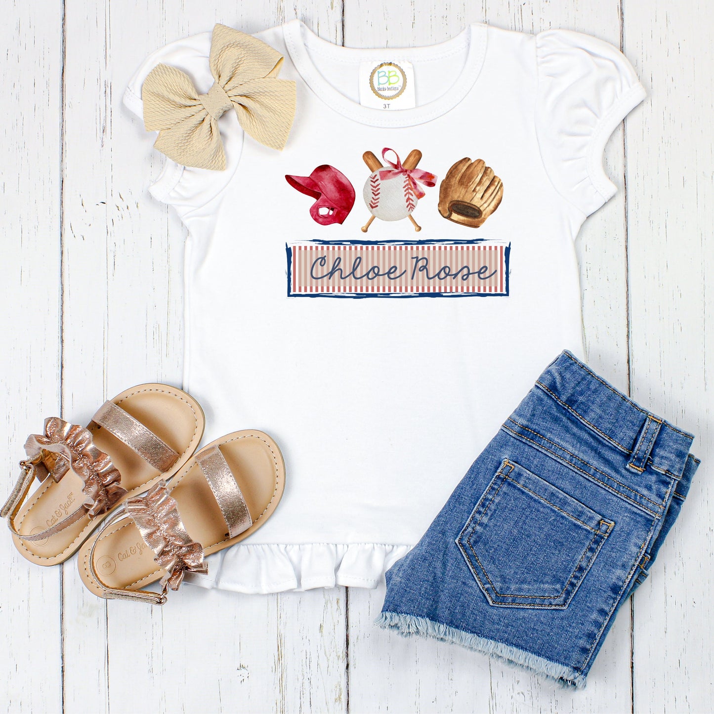 Baseball Sister Shirt/ Baseball Trio/ Bow/ Sibling/Monogram/Ruffle/Baby/Kid/Toddler/Children/Shirt/Onesie/Bubble/Gown/Romper