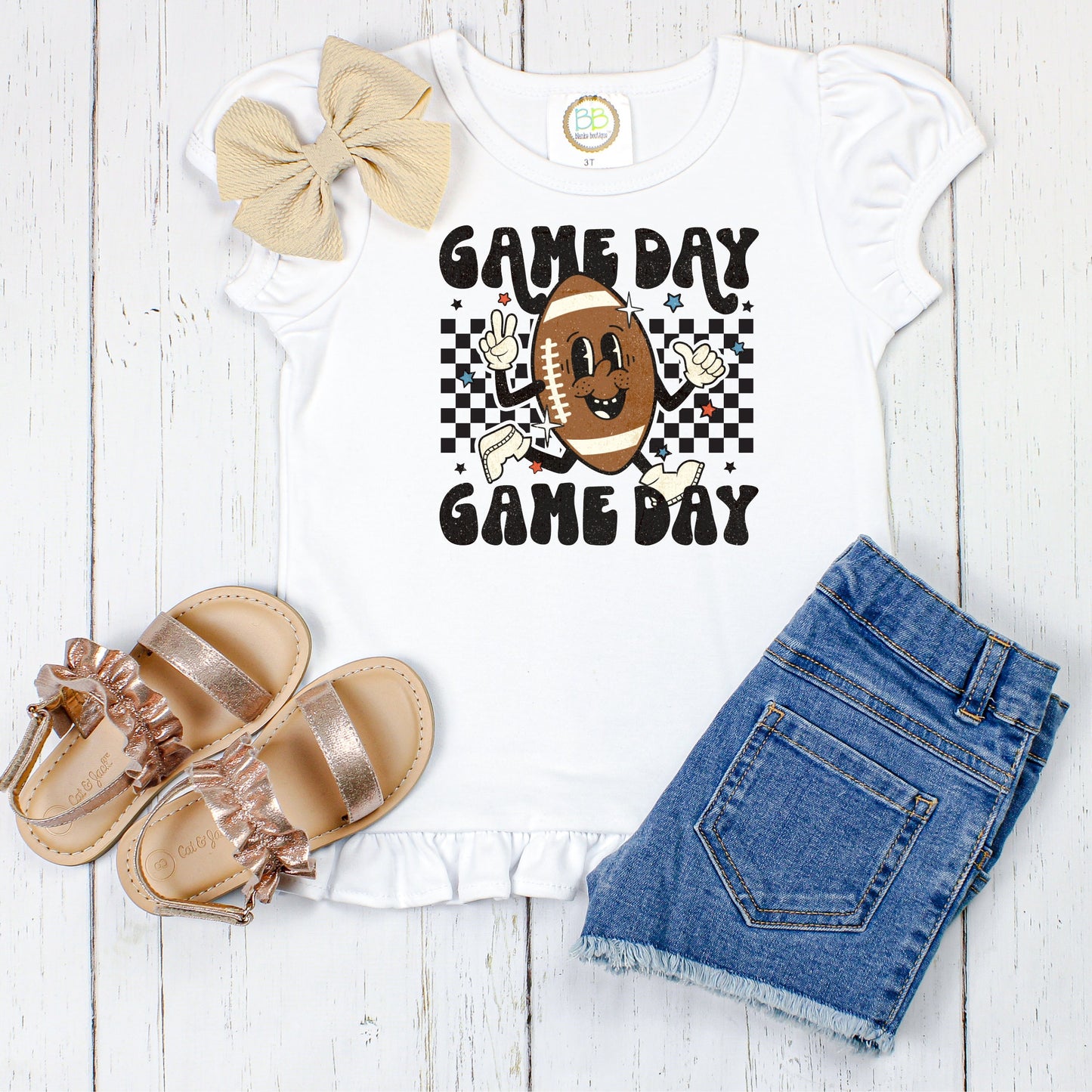 Football Game Day Design/ SEC Football/Sibling/Monogram/Ruffle/Baby/Kid/Toddler/Children/Shirt/Onesie/Bubble/Gown/Romper