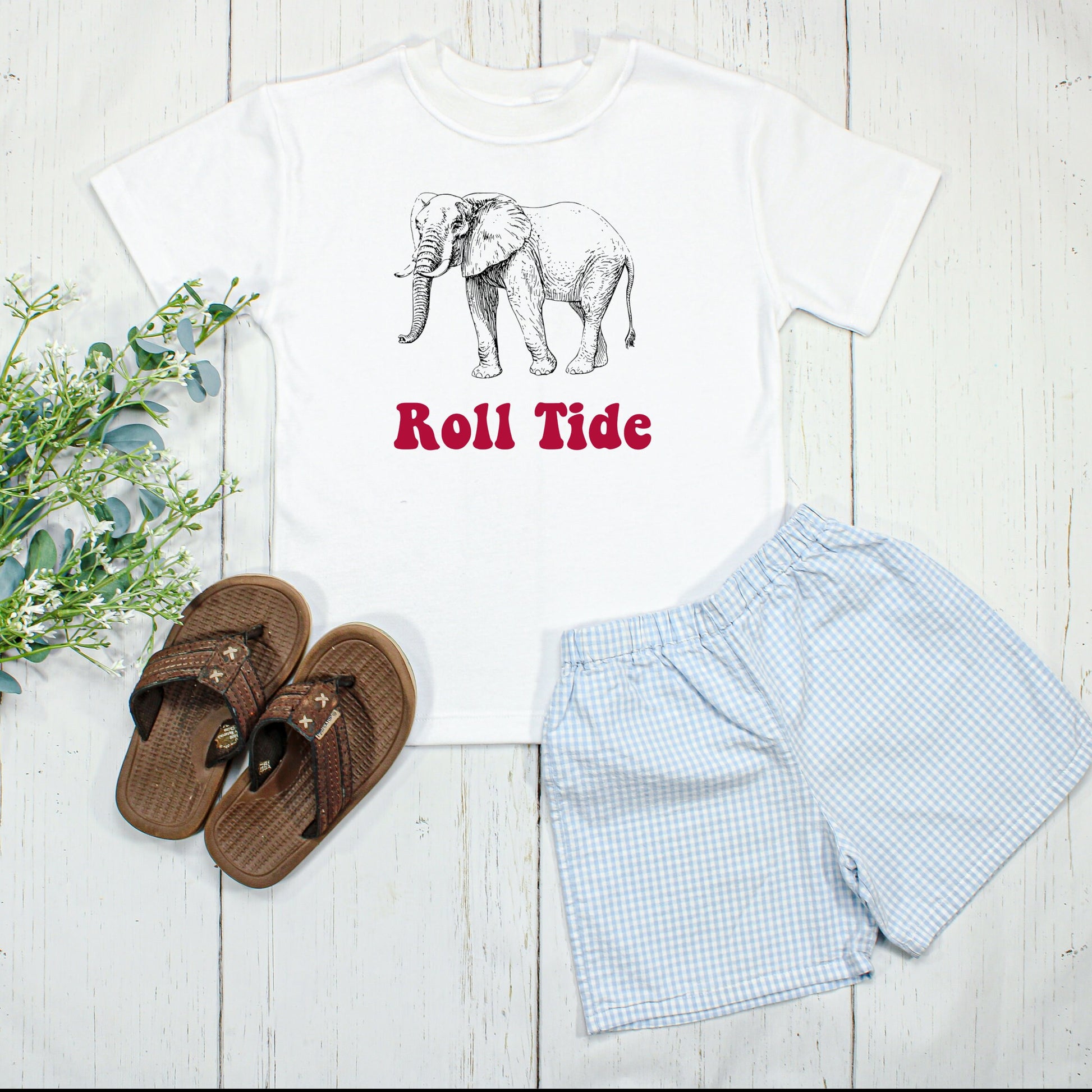 Big Al Elephant / Alabama / Roll Tide / SEC Football/Sibling/Monogram/Ruffle/Baby/Kid/Toddler/Children/Shirt/Onesie/Bubble/Gown/Romper