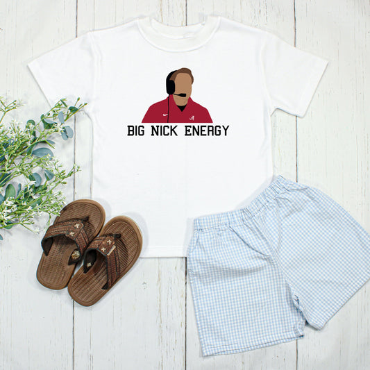 Big Nick Energy/ Alabama/ Roll Tide SEC Football/Sibling/Monogram/Ruffle/Baby/Kid/Toddler/Children/Shirt/Onesie/Bubble/Gown/Romper