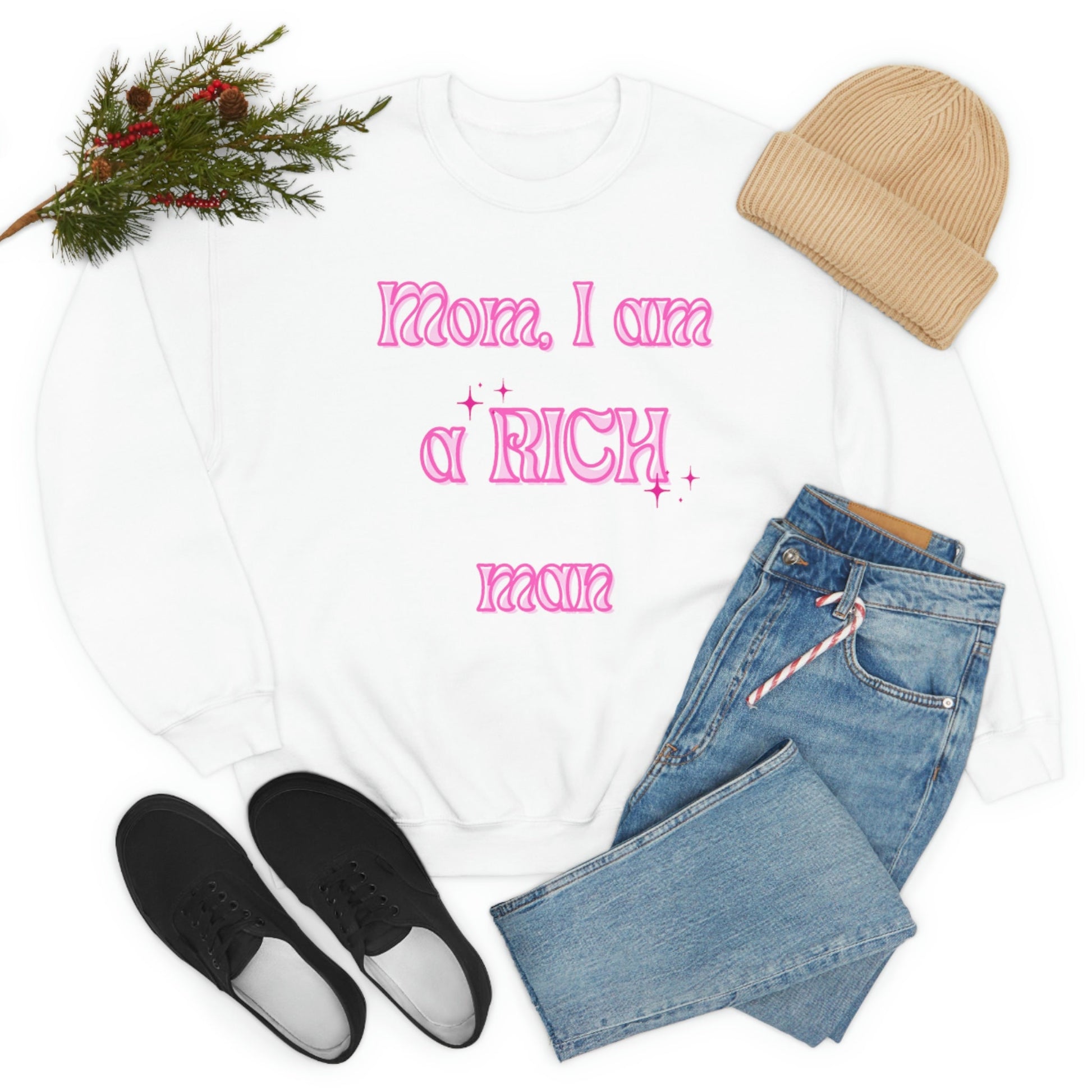 Mom I am a Rich Man crewneck, Vintage Aesthetic, Equal Rights, Empowered Woman, Feminist Gift, Trendy Shirt, Aesthetic Shirt, Gildan Crew