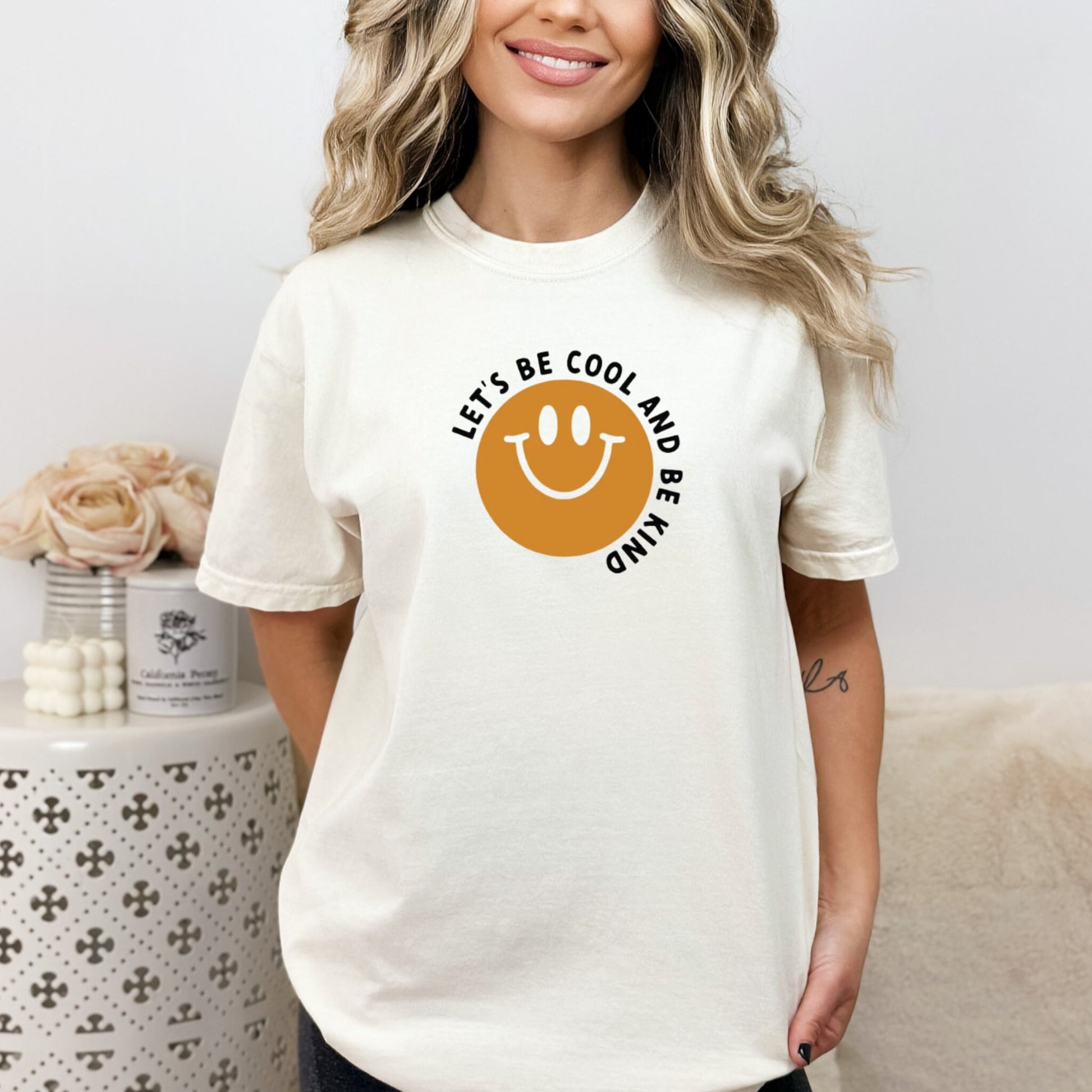 Lets be cool and kind - Kindness Comfort Color Shirt - Smiley Shirt - Back Word Shirt - Retro Shirt - VSCO Shirt - Trendy Shirt